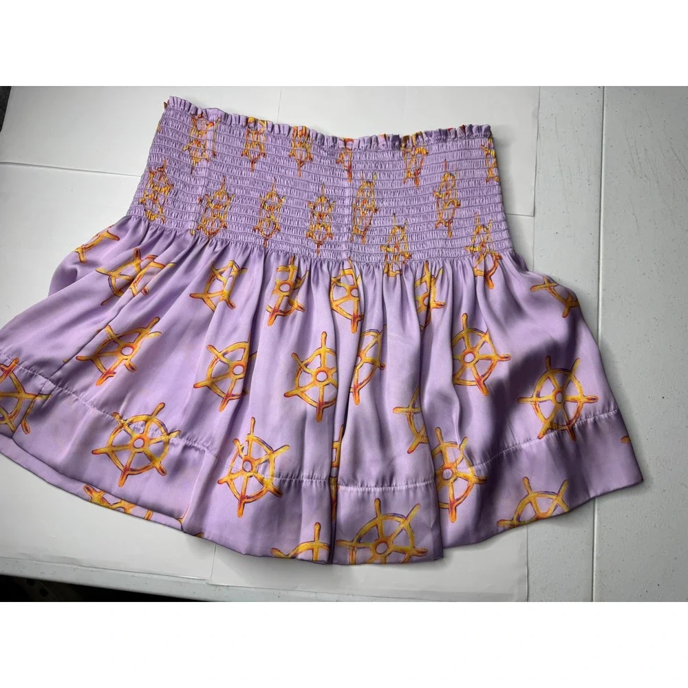 Koch Erica Shorts Lavender Purple Nautical Ship Wheel Smocked Waist Womens